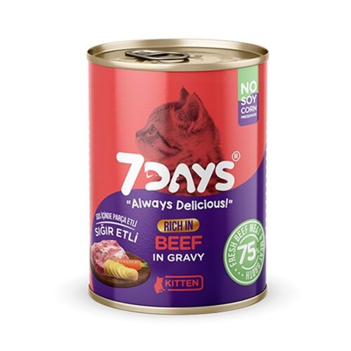 7 Days Sığır Etli Yavru Kedi Konserve Maması 415 Gr - 1