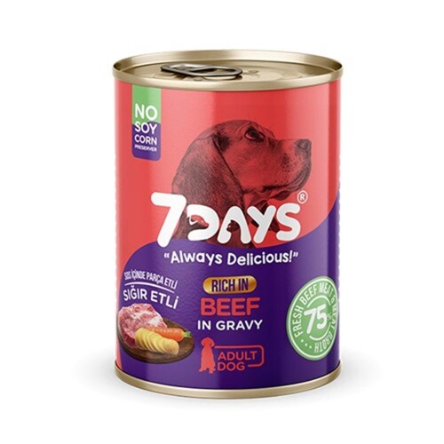 7 Days Sığır Etli Yetişkin Konserve Köpek Maması 415 Gr - 1