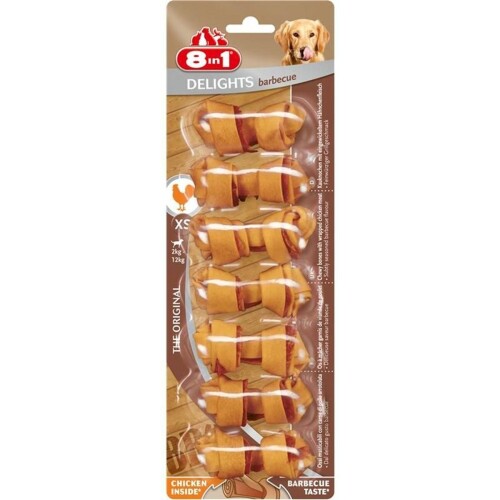 8in1 Delights Barbecue Bones XS Köpek Ödül Kemiği 7'li 84 G - 1