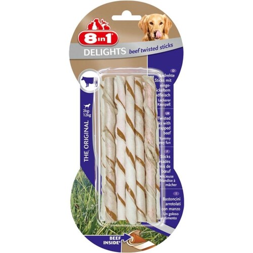 8in1 Delights Beef Twisted Sticks Biftekli Burgu Köpek Ödül Kemiği 10'lu 55 G - 1