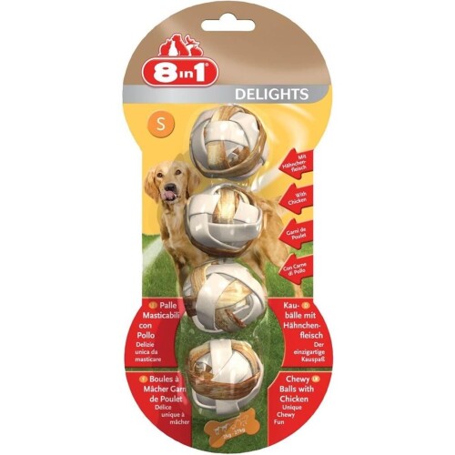 8in1 Delights Bones Köpekler İçin Ağız Bakım Kemiği Çiğneme Topu Small 4 Adet - 1