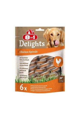 8in1 Delights Smart Spirals Tavuklu Burgu Köpek Ödülü 6 Adet - 1