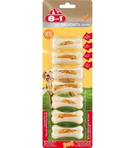 8in1 Delights Strong XS Tavuklu Köpek Ödül Kemiği 7'li 140 G - 1