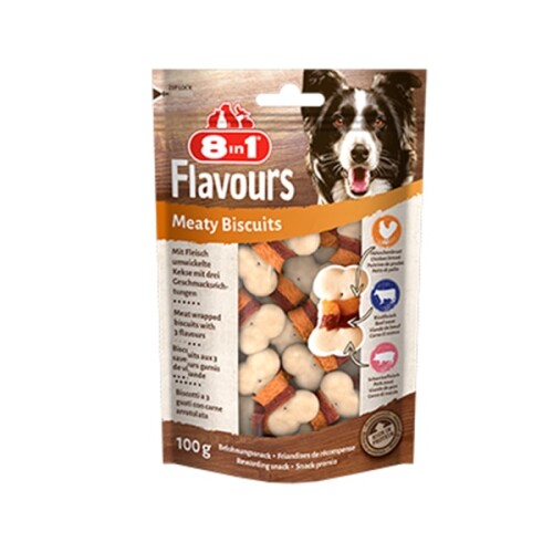 8in1 Flavours Meaty Biscuits Kıtır Köpek Ödül Maması 100 G - 1