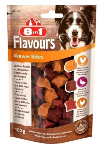 8in1 Flavours Skewer Bites Kuşbaşı Dilimli Çiğneme Köpek Ödülü 100gr - 1