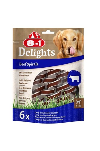 8in1 Smart Delights Chicken Spirals Biftekli Burgu Köpek Ödülü 6 Lı - 1