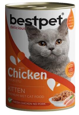 Bestpet Jöle İçinde Parça Etli Tavuklu Konserve Yavru Kedi Maması 400 gr - 1