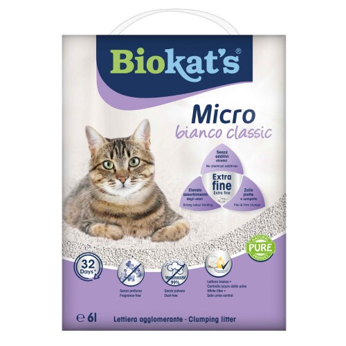 Biokats Micro Bianco Classic Topaklaşan Kedi Kumu 6lt - 1