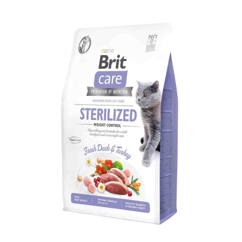 Brit Care Ördekli Kısırlaştrırılmış Kilo Kontrollü Yetişkin Kedi Maması 7 KG - 1