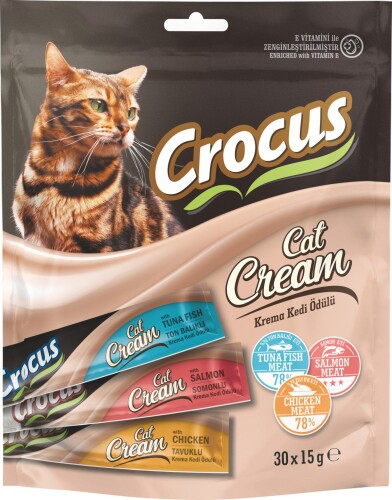 Crocus Çoklu Tavuklu & Ton Balıklı & Somonlu Krema Kedi Ödülü 30x15g - 1