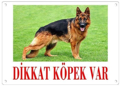 Dikkat Köpek Var levhası Alman Kurdu Resimli - 1