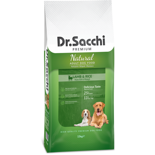 Dr.Sacchi Premium Natural Lamb&Rice Yetişkin Köpek Maması 15kg - 1