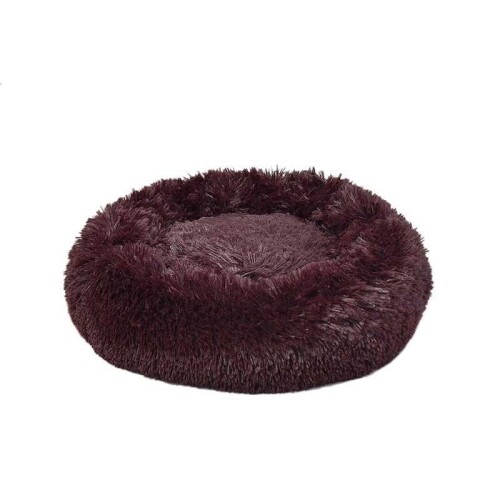 Dubex Ponchik Peluş Yuvarlak Yatak Bordo Large - 1