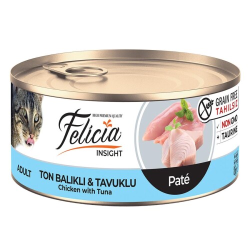 Felicia Tahılsız Kıyılmış Ton Balıklı Tavuklu Yetişkin Kedi Konservesi 85 gr - 1