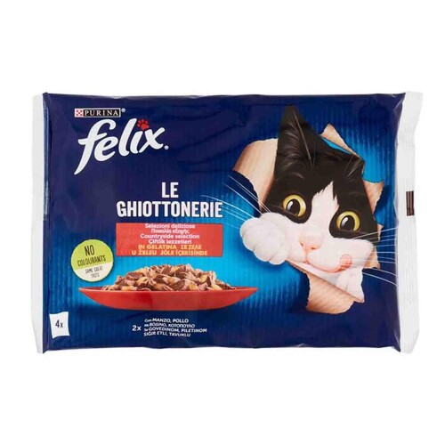 Felix Multipack Sığır ve Tavuk Etli Yetişkin Yaş Kedi Maması 4x85gr - 1