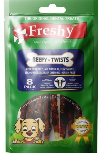 Freshy Beefy Twists Dental Sığır Etli Burgu Çubuk Köpek Ödülü 13 Cm 8'li 75 G - 1