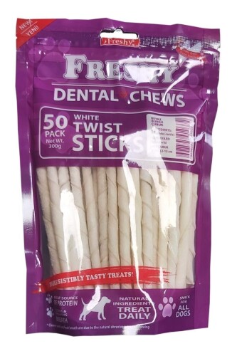 Freshy Dental Twists - Beyaz Burgu Çubuk - 50'li Paket - 13 cm - 1