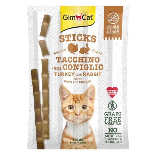 Gimcat Hindili Tavşanlı Tahılsız Kedi Ödül Çubuğu .4Lü 20 Gr - 1