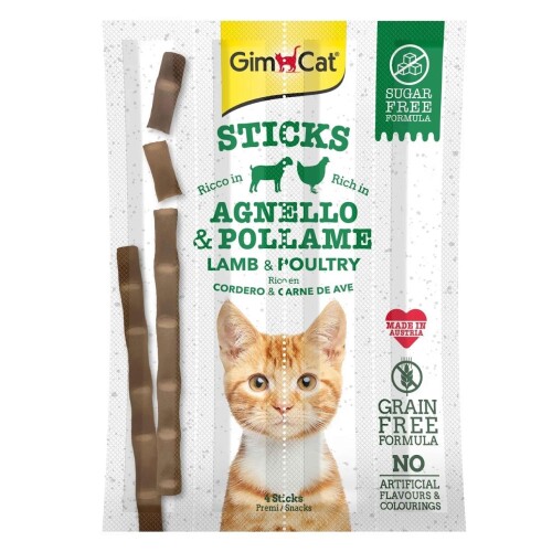 GimCat Sticks Kuzu Etli Tavuklu Tahılsız Ödül Çubukları 4lü 20 Gr - 1