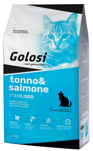 Golosi Cat Indoor Somonlu ve Pirinçli Kısırlaştırılmış Yetişkin Kedi Maması 20 KG - 1