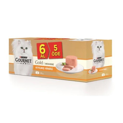 Gourmet Gold Kıyılmış Hindili Yetişkin Konserve Kedi Maması 6 Al 5 Öde 85gr - 1