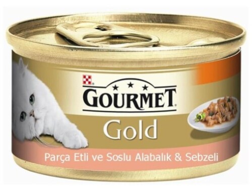 Gourmet Gold Parça Etli Soslu Alabalık ve Sebzeli Konserve Yetişkin Kedi Maması 85 G - 1