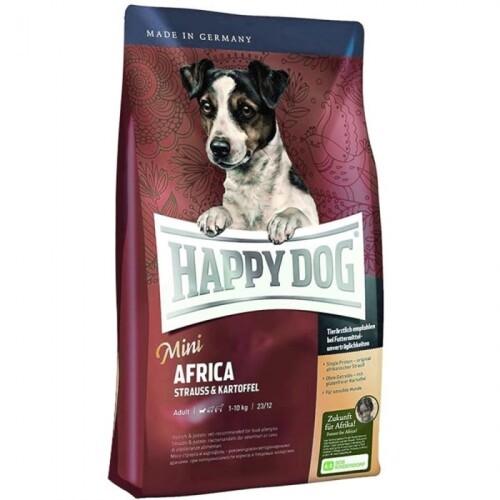 Happy Dog Mini Africa Deve Kuşu Etli ve Patatesli Küçük Irk Yetişkin Köpek Maması 4 KG - 1