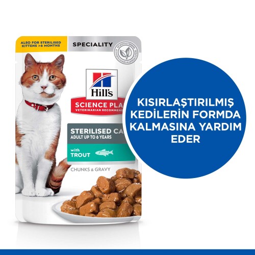 Hill's SCIENCE PLAN Kısırlaştırılmış Alabalıklı Kedi Pouch 85gr - 2