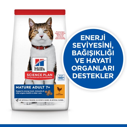 Hill's SCIENCE PLAN +7 Yaşlı Tavuklu Kedi Maması 1.5kg - 2