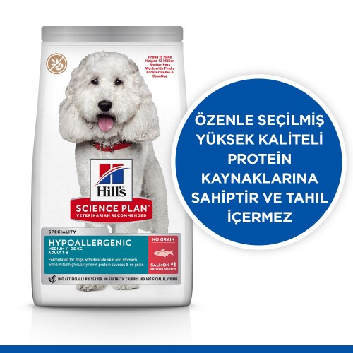 Hill's SCIENCE PLAN Hypoallergenic Yetişkin Orta Irk Somonlu Köpek Maması 2,5kg - 2