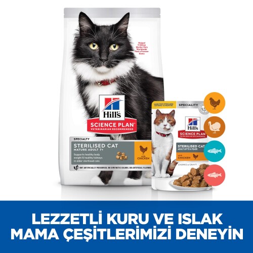 Hill's SCIENCE PLAN Kısırlaştırılmış +7 Yaşlı Tavuklu Kedi Maması 1.5 kg - 6