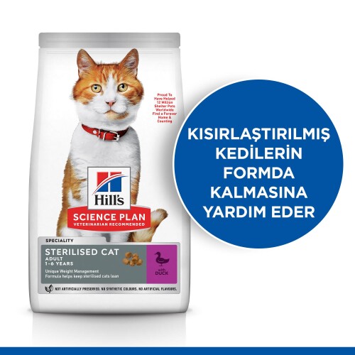 Hills Science Plan Sterilised Young Ördekli 1.5 Kg Kısırlaştırılmış Kuru Kedi Maması - 2