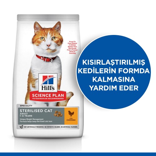 Hills Science Plan Young Sterilised Tavuklu Kısırlaştırılmış Kedi Maması 13 Kg (+2 Kg Hediyeli) - 4