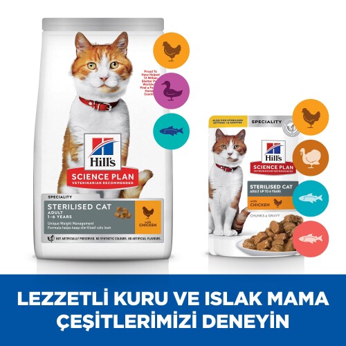 Hill's SCIENCE PLAN Kısırlaştırılmış Yetişkin Tavuklu Kedi Maması 3kg - 3