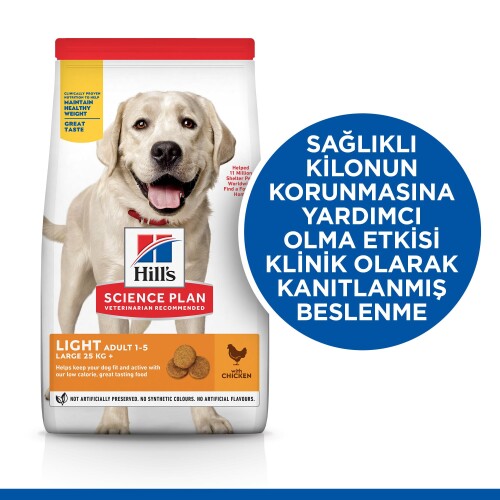 Hill's SCIENCE PLAN Light Yetişkin Büyük Irk Tavuklu Köpek Maması 14 kg - 2