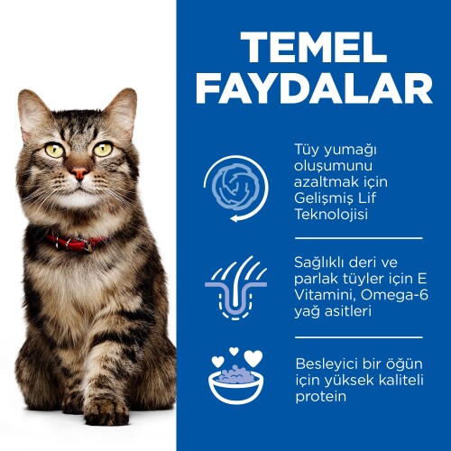 Hill's SCIENCE PLAN Tüy Yumağı Önleyici +7 Olgun Yetişkin Tavuklu Kedi Maması 1.5kg - 4