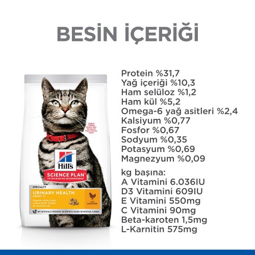 Hill's SCIENCE PLAN Üriner Sağlık +1 Yetişkin Tavuklu Kedi Maması 1.5 kg - 6