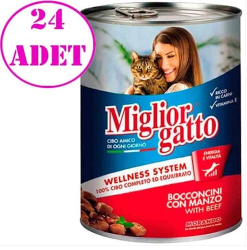 Miglior Gatto Biftekli Konserve Yetişkin Kedi Maması 24 x 405 G - 1