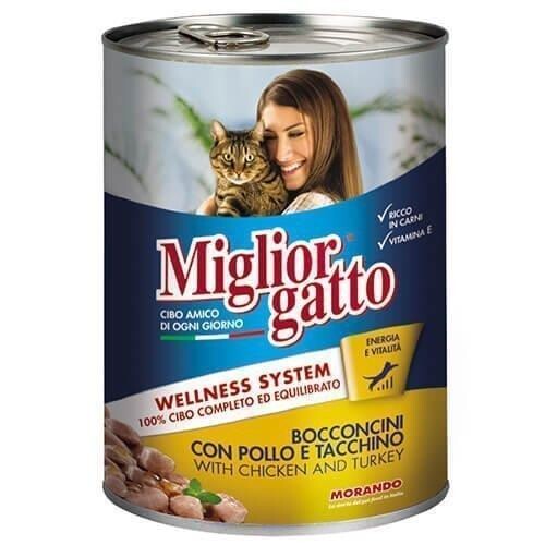 Miglior Gatto Parça Etli Tavuklu ve Hindili Konserve Kedi Maması 405 Gr - 1