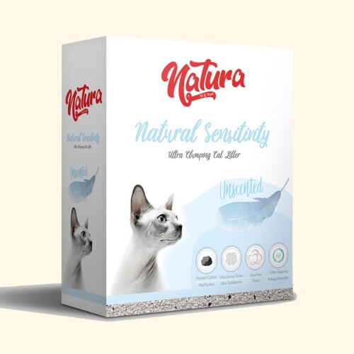 Natura Natural Sensitive Kokusuz Topaklaşan Kedi Kumu 10 Lt - 1