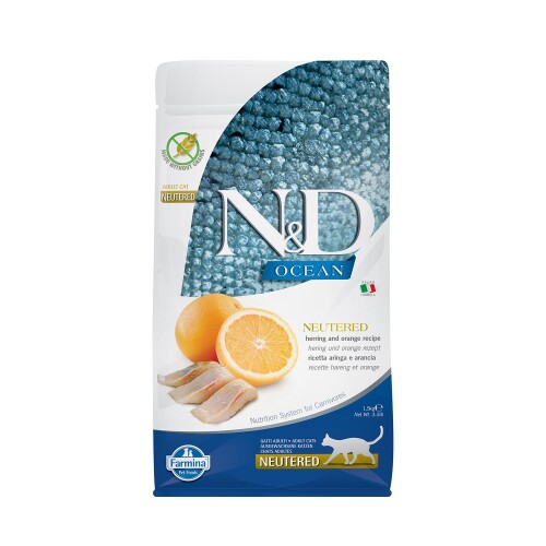 N&D Ocean Tahılsız Ringa Balığı Ve Portakallı Kısır Kedi Maması 1.5 Kg - 1