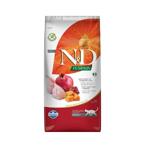 N&D Pumpkin Tahılsız Bıldırcın Etli Bal Kabaklı ve Narlı Yetişkin Kedi Maması 5 Kg - 1