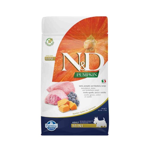 N&D Pumpkin Tahılsız Kuzu Etli Tabanmersinli Küçük Irk Yetişkin Köpek Maması 800gr - 1