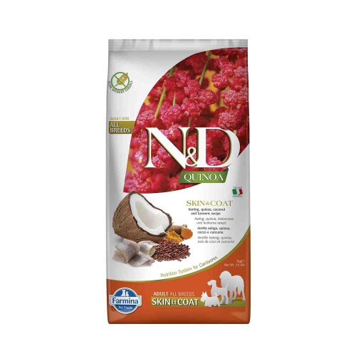 N&D Quinoa Skin & Coat Tahılsız Ringa Balıklı Yetişkin Köpek Maması 7 KG - 1