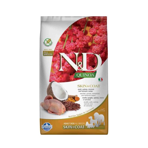 N&D Quinoa Skin&Coat Bıldırcın Etli Kinoalı HiN&Distan Cevizli Yetişkin Köpek Maması 2,5kg - 1