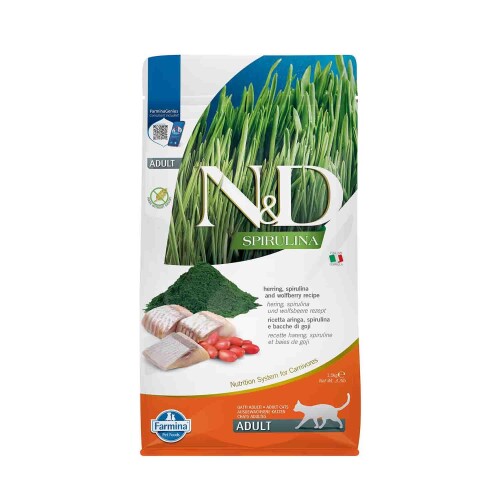 N&D Spirulina Ringa Balıklı Yetişkin Kedi Maması 1,5kg - 1