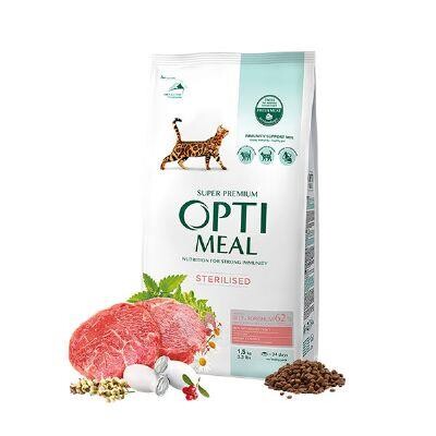 Optimeal Süper Premium Dana Etli-Sorgumlu Kısır Kedi Maması 1,5 Kg - 1