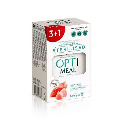 Optimeal Süper Premium Tavuk-Hindi Filetolu Sos İçerisinde Tahılsız Pouch Kısır Kedi Maması 85 Gr 4 Al 3 Öde - 1