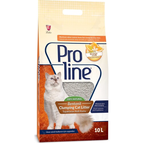 Proline Portakal Kokulu Topaklaşan Bentonit Kedi Kumu 10 Lt - 1