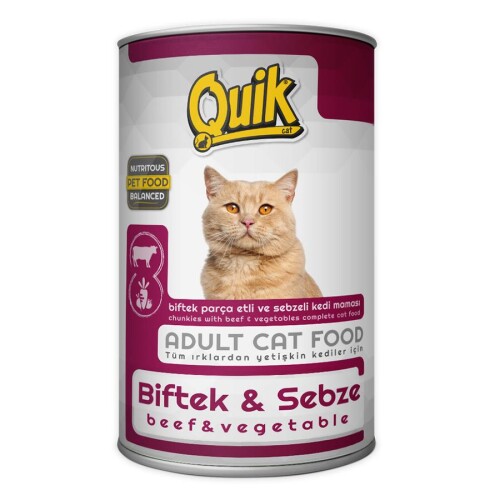 Quik Biftekli Sebzeli Konserve Kedi Maması 415 gr - 1